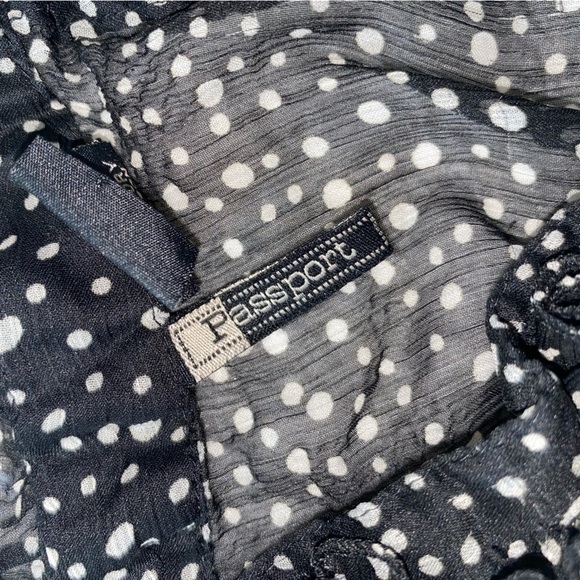 PASSPORT Polka Dot Ruffle Button Up Sleeveless Blouse - Picture 8 of 10